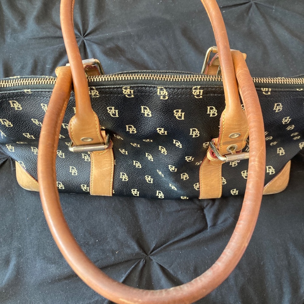 Dooney & Bourke Black and Brown Monogram Shoulder Bag